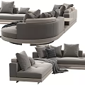 Modern Light Gray L Shaped Sectional Sofa With Plush Cushions And Throw Blanket 3d model