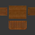 Modern Wooden Dining Furniture Set With Table And Four Slatted Armchairs For Home