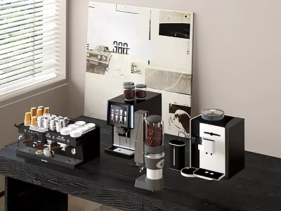Modern Home Coffee Appliances Setup With Coffee Machine Grinder And Capsules On Counter 3d model