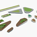 Various Shaped Tree Planters With Greenery For Urban Landscape Design Projects 3d model