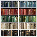 Colorful Books Neatly Arranged On Multiple Bookshelves With Various Colored Spines