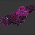 Tactical Rifle Scope With Red Stripe And Adjustment Knobs Mounted Base