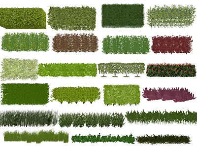 Diverse Garden Plants With Green Red Purple Colors And Shapes For Landscaping 3d model