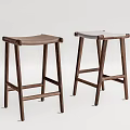 Modern Minimalist Bar Stools With Walnut Wood Legs And Leather Seats