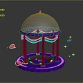 Purple Artistic Decoration With Transparent Dome Glowing Base And Colorful Surrounding Stars