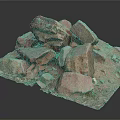 Raw Red Brown Rough Stone Pile Comprising Various Sizes Rocks And Small Gravels
