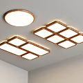 Modern Interior Ceiling Lights With Round And Square Wooden Frame White Light 3d model
