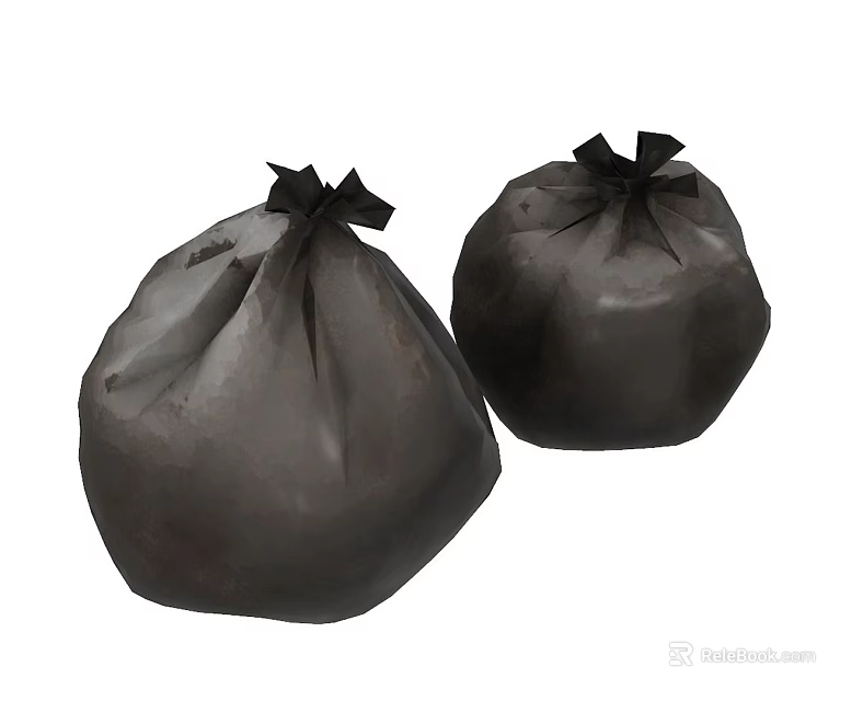Two Black Garbage Bags With Bow Ties For Household Use 3d model