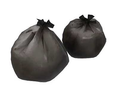 Two Black Garbage Bags With Bow Ties For Household Use 3d model