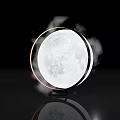 Round Moon Installation With Smoke Effect Black Base Reflective Surface Photo Taking Spot