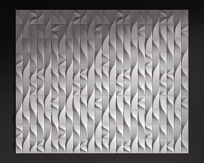 Modern Wall Design With Wavy 3D Geometric Pattern And Silver Decorative Panels 3d model