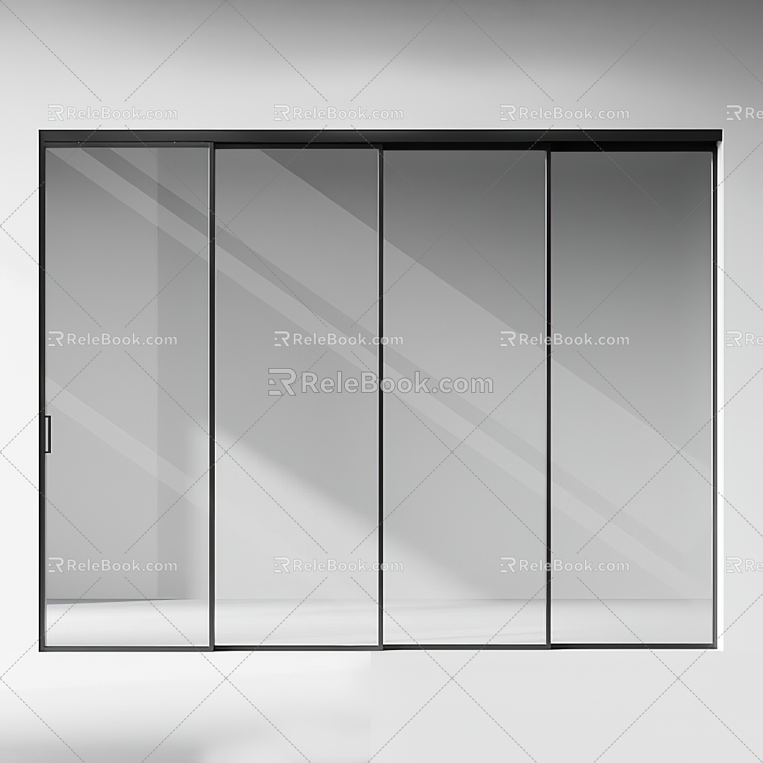 Modern sliding door sliding door glass door 3d model