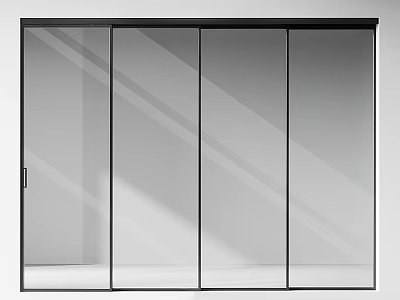 Modern Glass Sliding Doors With Black Frame For Interior Partition Design 3d model