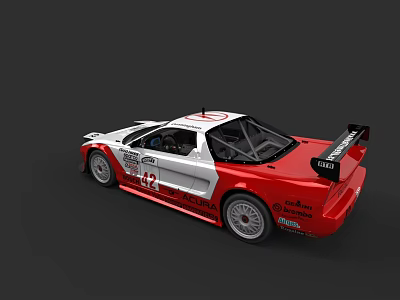 Red And White Racing Car With Number 42 And Lotus Sponsor Rear View 3d model