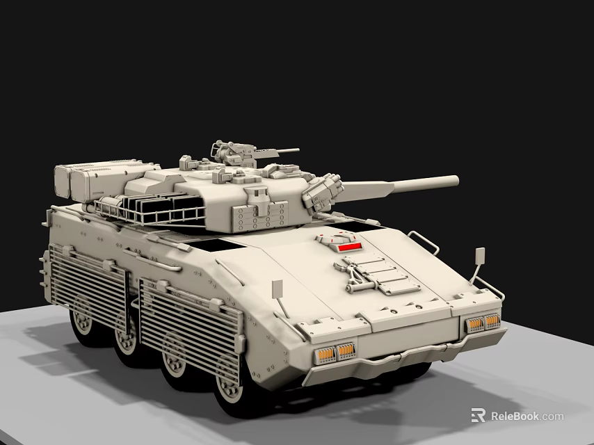 Armored Utility Vehicle With Turret Cannon Multiple Wheels And Armor Structure Design 3d model 