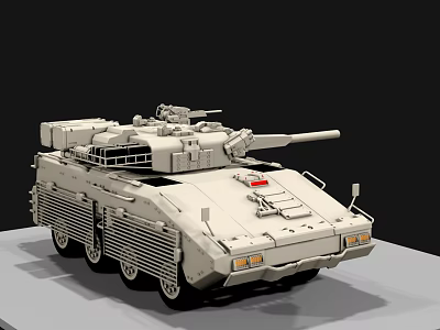 Armored Utility Vehicle With Turret Cannon Multiple Wheels And Armor Structure Design 3d model