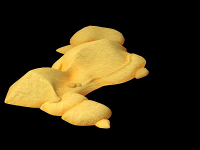 Yellow Irregularly Shaped Object with Detailed Textured Surface on Black Background 3d model