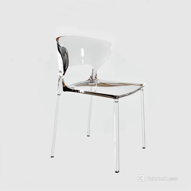 Modern Transparent Dining Chair With Clear Acrylic Material And Minimalist Sleek Design 3d model 