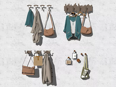 Practical Wall Hooks For Hanging Coats Bags And Accessories On Indoor Wall 3d model