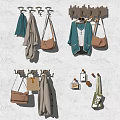 Practical Wall Hooks For Hanging Coats Bags And Accessories On Indoor Wall 3d model