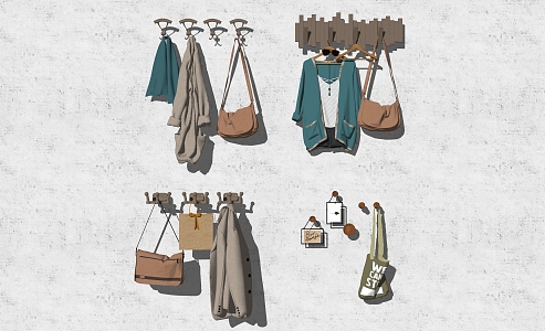 Modern Hanging Hook Clothing Coat Women's Coat Canvas Bag Handbag Paper Bag Hook 3d model