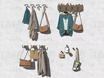 Modern Hanging Hook Clothing Coat Women's Coat Canvas Bag Handbag Paper Bag Hook 3d model