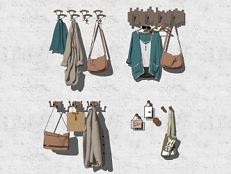 Modern Hanging Hook Clothing Coat Women's Coat Canvas Bag Handbag Paper Bag Hook 3d model