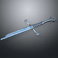 Medieval Style Metallic Sword With Double Edged Blade And Decorative Hilt