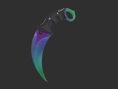 Modern Karambit Knife With Gradient Blade Black Handle And Green Accent Ring 3d model