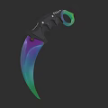 Modern Karambit Knife With Gradient Blade Black Handle And Green Accent Ring 3d model