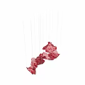 Red Modern Artistic Flowing Pleated Chandelier Illuminated With Embedded Lights For Interior Decor
