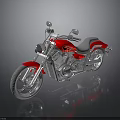 Red And Silver Cruiser Motorcycle With Chrome Details Gray Seat And Reflective Surface