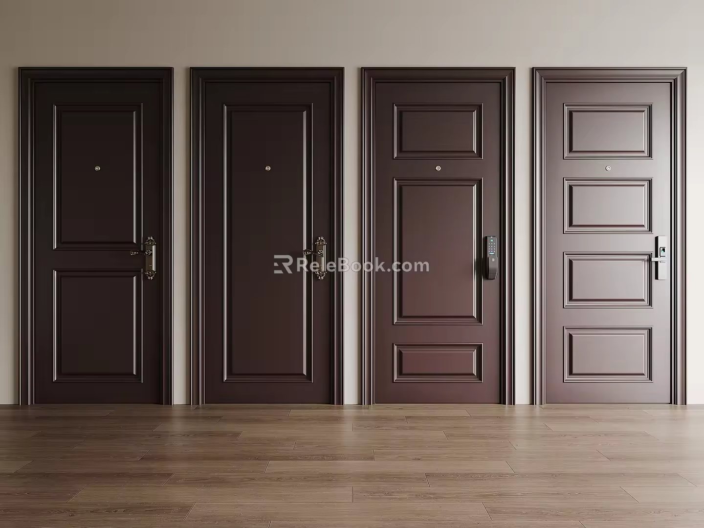 Modern security door entry door finger wire door lock 3d model