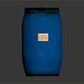 Blue Barrel With Black Lid And Orange Clear Label For Daily Life Supplies