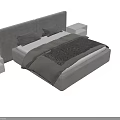 Modern Upholstered Double Bed With Gray Headboard Bedding And Side Nightstand 3d model