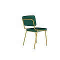 Elegant Green Fabric Upholstered Single Chair With Gold Metal Legs Modern Design
