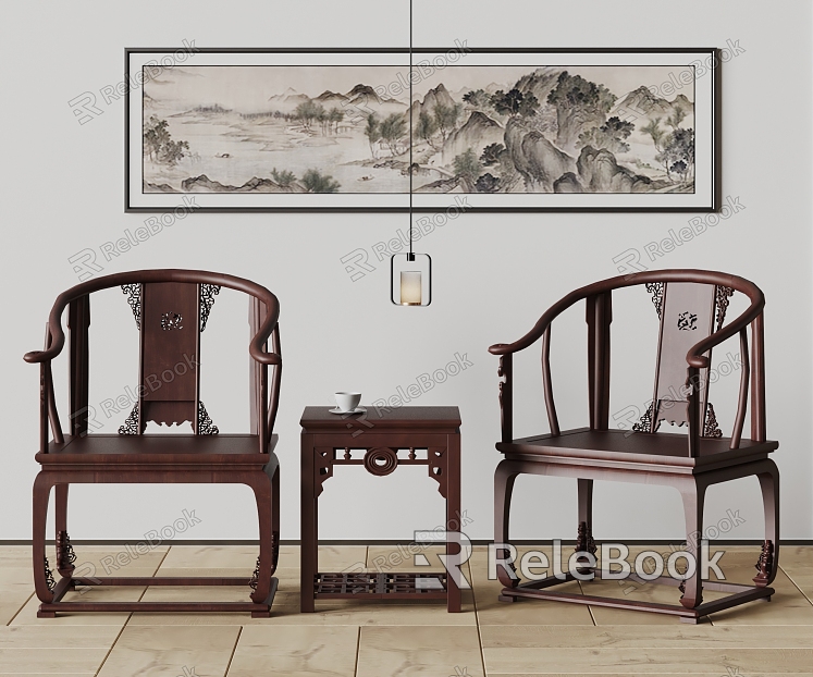 New Chinese Tea Table and Chair Tea Table and Chair Tea Set Chandelier Ink Painting model