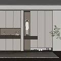 Modern White Built in Shoe Cabinet With Open Shelves And Decorative Items Storage