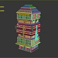 Multi Story Modern Building With Solar Panels And Colorful Decorative Elements