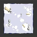 3D Blue Cubic Platform Scene With White Clouds And Floating Elements
