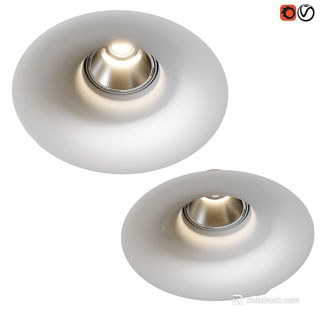 Modern White Recessed Spotlights With Sleek Metal Trim And Warm Ceiling Lighting Effect 3d model 