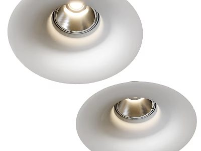 Modern White Recessed Spotlights With Sleek Metal Trim And Warm Ceiling Lighting Effect 3d model
