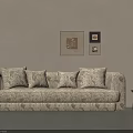 Elegant Beige Floral Fabric Upholstered Spacious Multi Person Sofa For Cozy Warm Living Room Decor