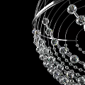Elegant Crystal Chandelier With Spherical Metal Frame And Hanging Crystal Beads