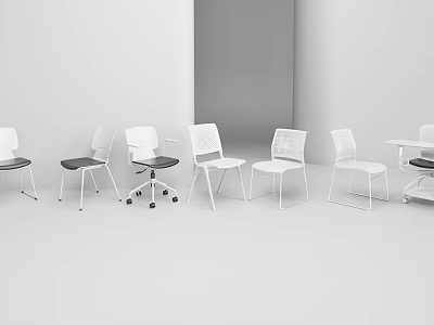 Modern Leisure Chairs With Various Designs White Black Metal Frames For Interior 3d model