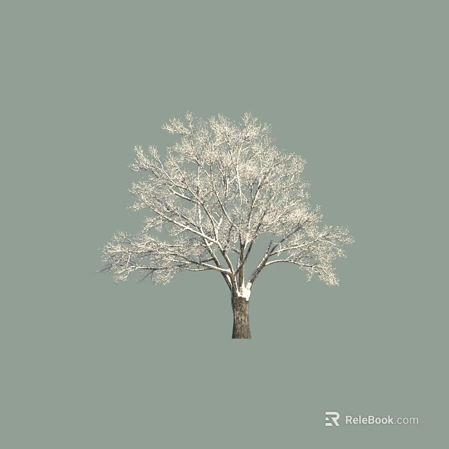 Arbor Tree With Leafless Snow Covered Branches Against Gray Background 3d model