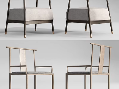Modern Leisure Chair Design Featuring Wooden Frame Upholstered Seat And Armrests From Different Angles 3d model