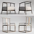 Modern Leisure Chair Design Featuring Wooden Frame Upholstered Seat And Armrests From Different Angles