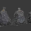 Three Gray Plastic Bags With Tied Tops For Home Waste Storage