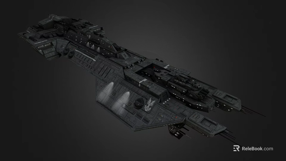 Futuristic Black Sci-Fi Fighter Jet with Complex Mechanical Structure Multiple Engines and Weapon Systems 3d model 